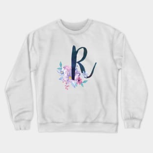 Floral Monogram R Pretty Lilac Bouquet Crewneck Sweatshirt